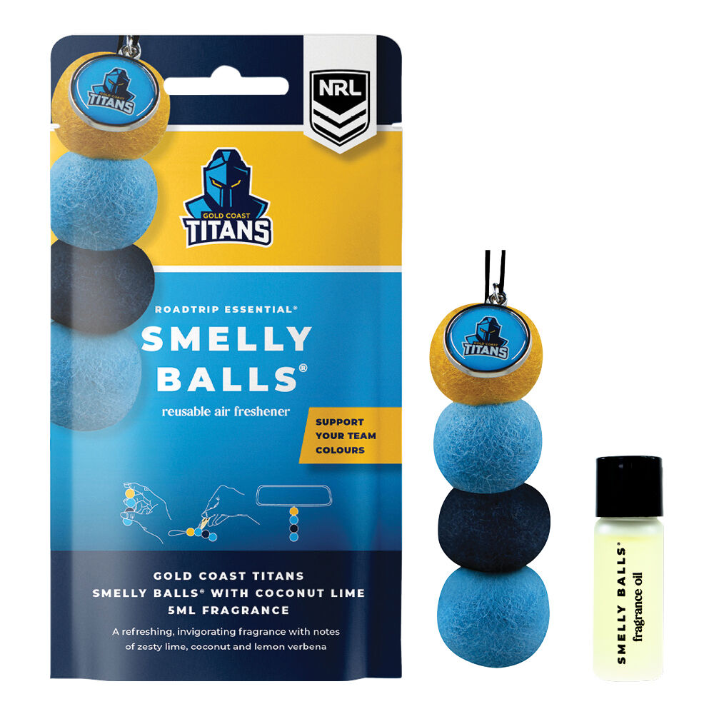 Smelly Balls Air Freshener Set Gold Coast Titans Coconut Lime 5ml, , scaau_hi-res