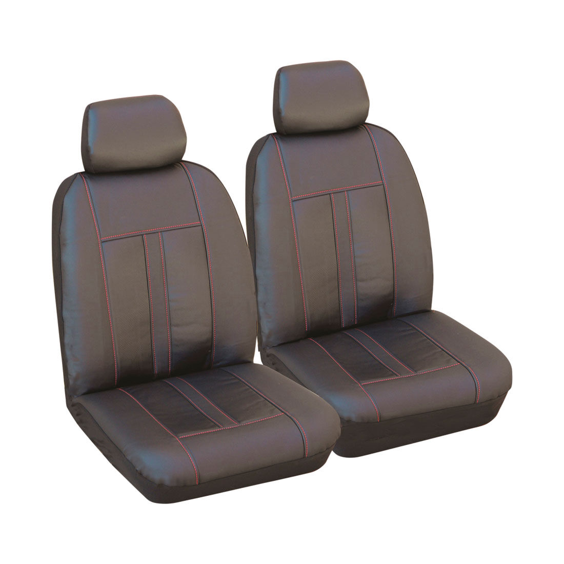 SCA Leather Look Seat Covers Black/Red Adjustable Headrests Airbag Compatible 30SAB, , scaau_hi-res