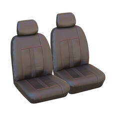 SCA Leather Look Seat Covers Black/Red Adjustable Headrests Airbag Compatible 30SAB, , scaau_hi-res