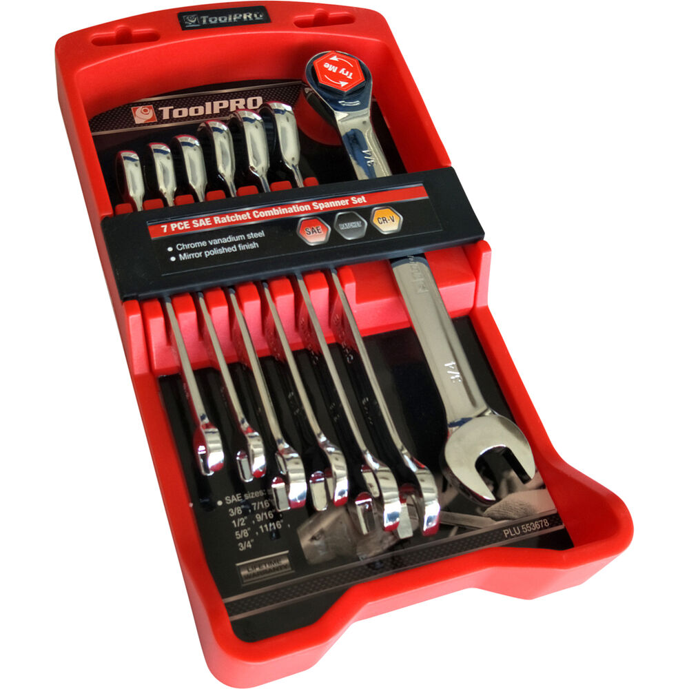 ToolPRO Spanner Set Ratchet, 7 Piece, Imperial Supercheap Auto
