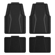 SCA Carbon Fibre PVC Car Floor Mats - Set of 4, Black/Grey, , scaau_hi-res