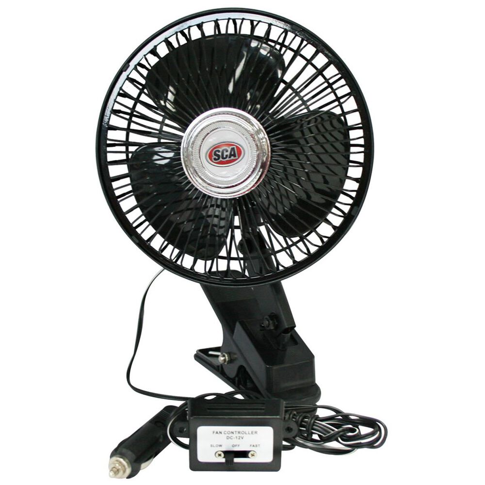 SCA Oscillating Car Fan - 12V, Black