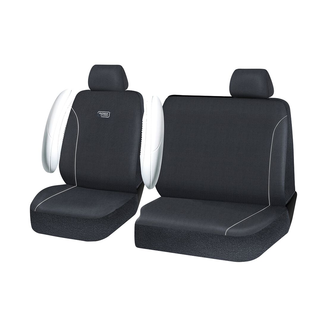 Ridge Ryder Canvas Piping Seat Covers Black/Grey 401SAB, , scaau_hi-res