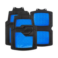 SCA Checkerplate PVC Car Floor Mats - Set of 4, Blue/Black, , scaau_hi-res