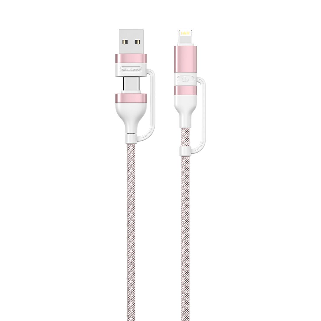 Cabin Crew USB-C/USB-A to USB-C/Lightning Magnetic Cable Pink, , scaau_hi-res