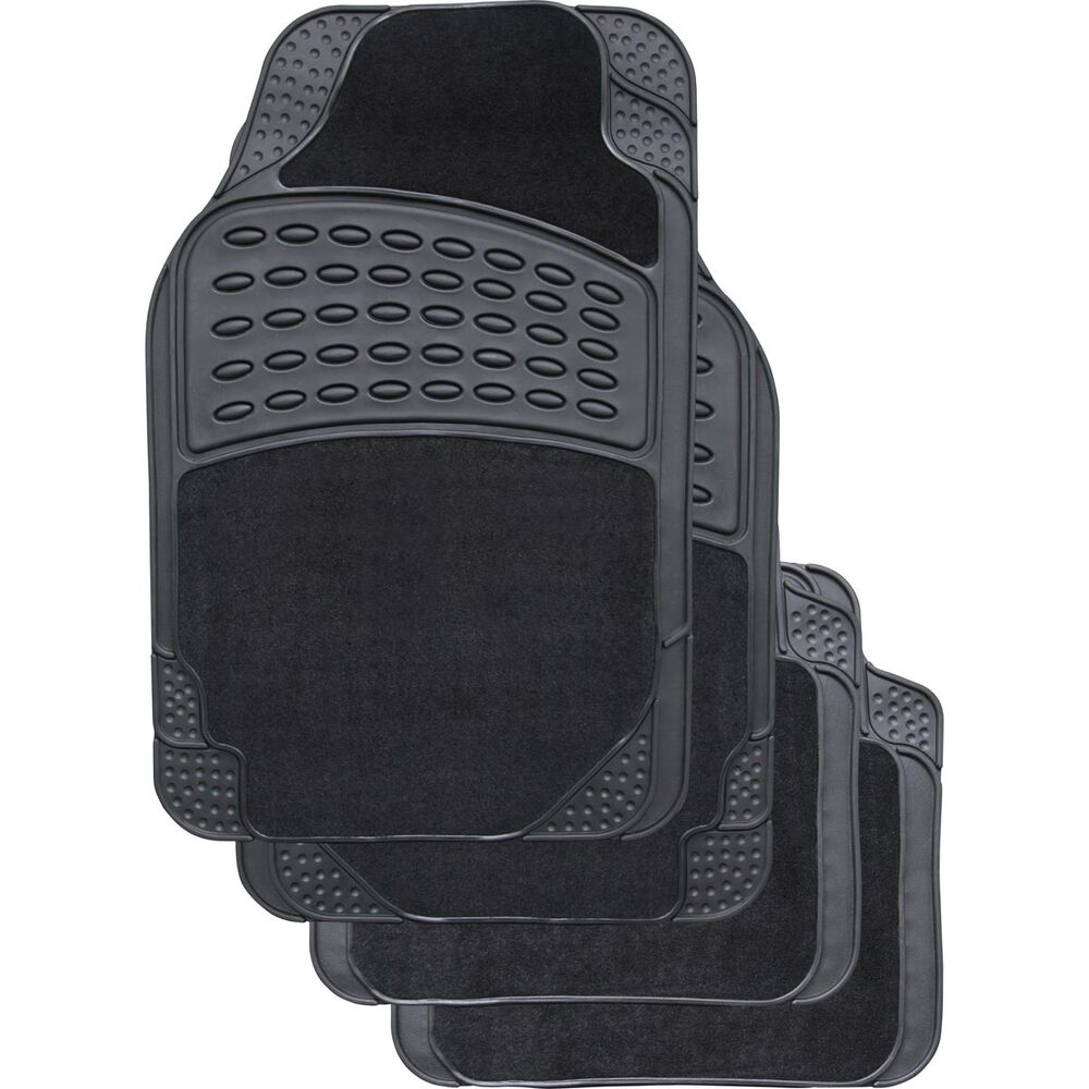 SCA Combo Car Floor Mats Carpet / PVC, Black, Set of 4 Supercheap Auto