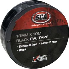 SCA PVC Electrical Tape - Black, 18mm x 10m Black, Black, scaau_hi-res