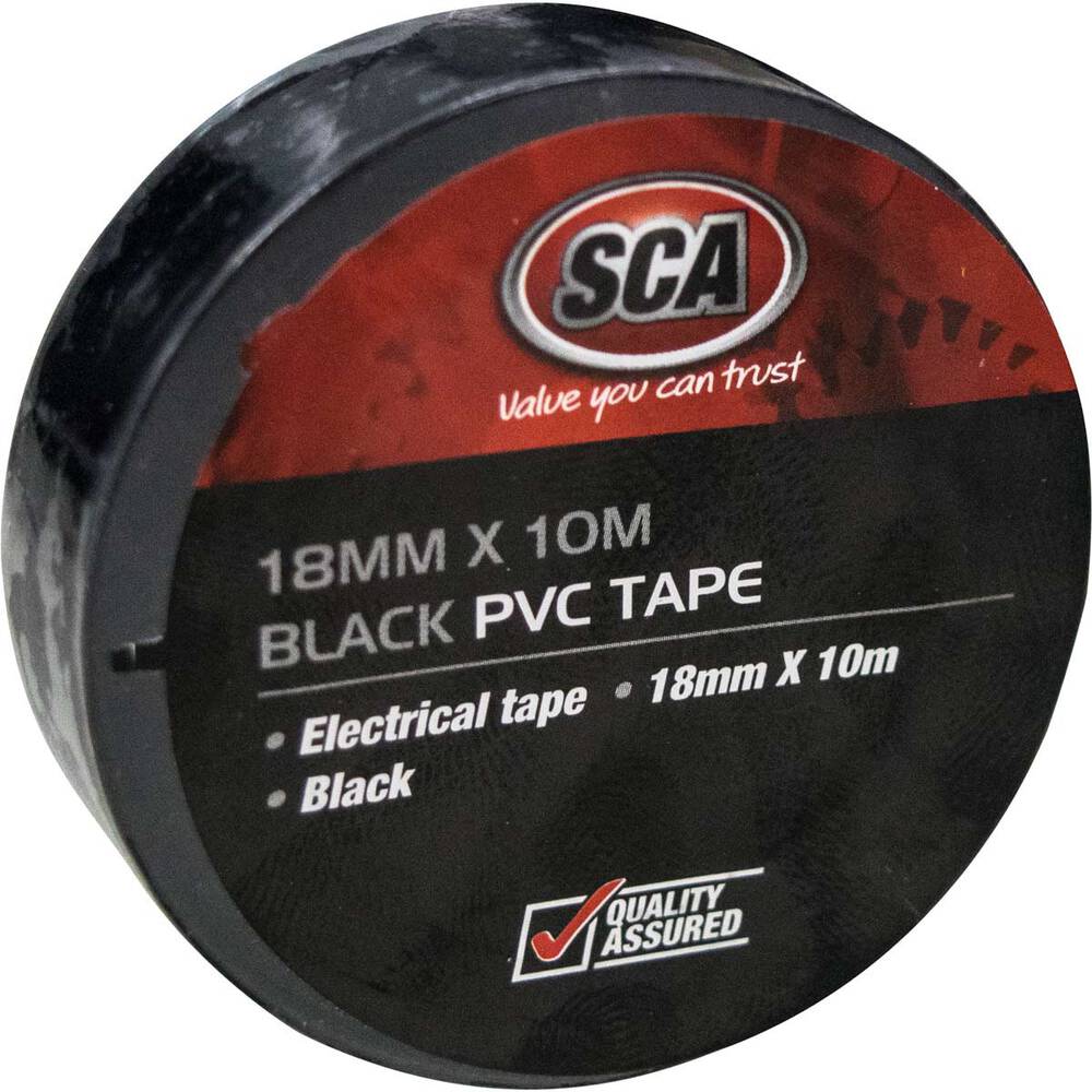 SCA PVC Electrical Tape - Black, 18mm x 10m Black product image