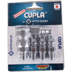 Nitto Air Fitting Set Plug and Coupler 1/4" 5 Piece, , scaau_hi-res