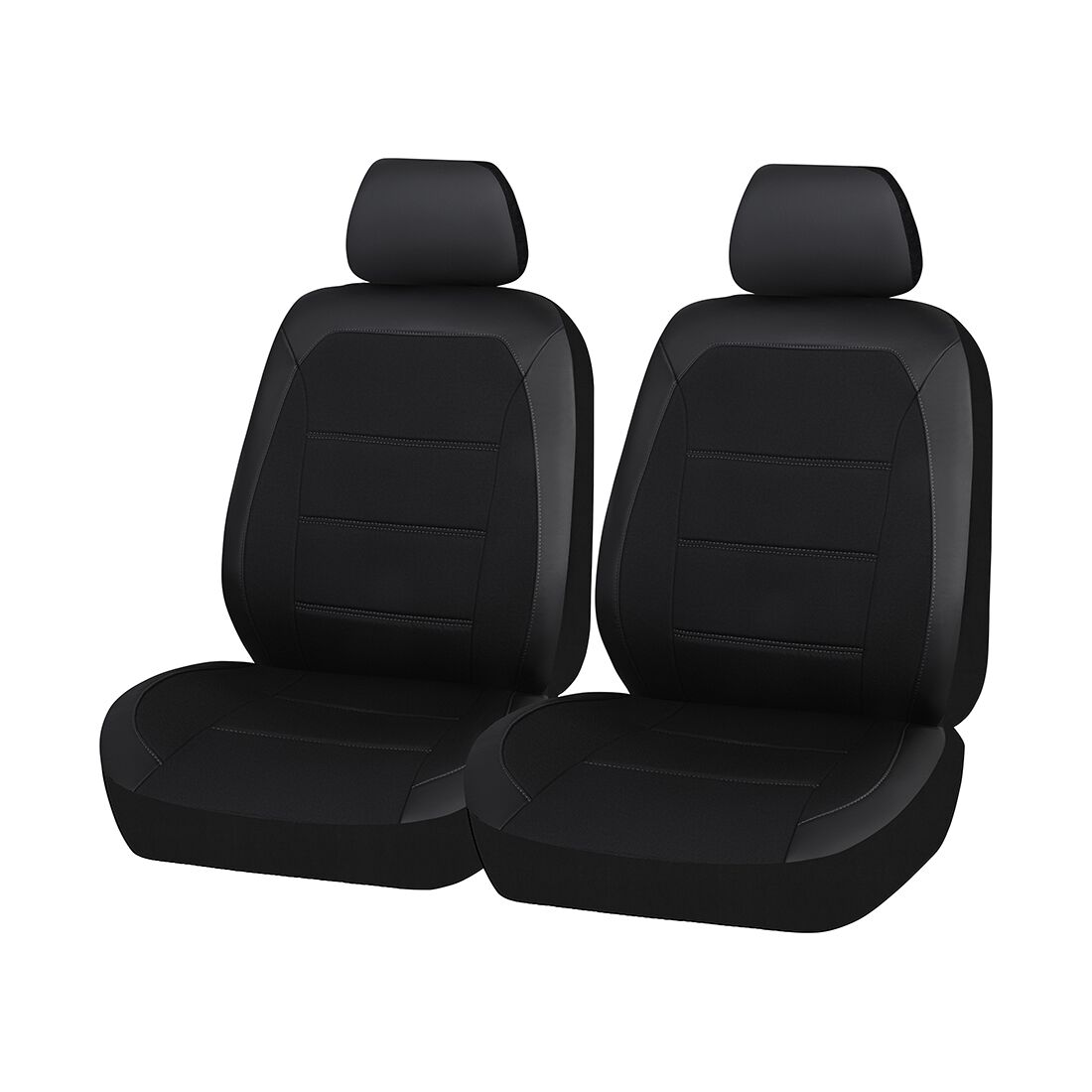SCA Memory Foam Flax & Leather Look Seat Covers Black Adjustable Headrests Airbag Compatible, , scaau_hi-res