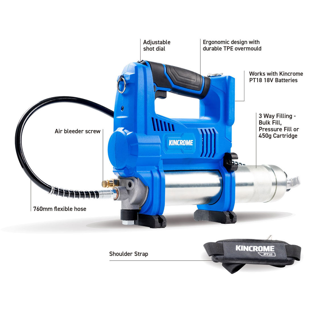 Kincrome PT18 18V Grease Gun Skin, , scaau_hi-res