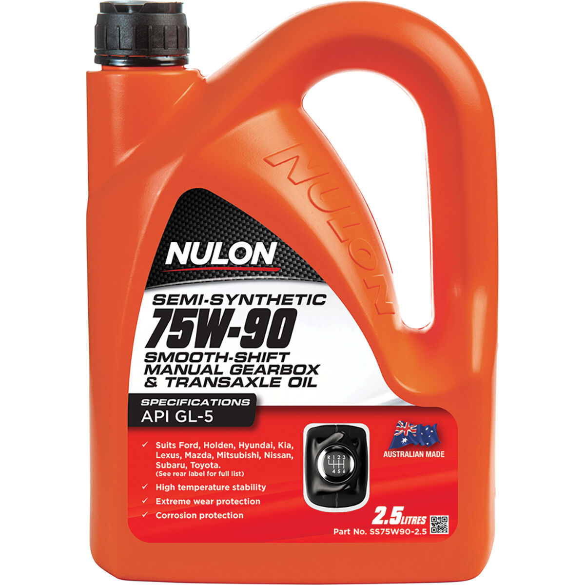 Nulon Gear Oil 75W-90 Semi Synthetic 2.5 Litre, , scaau_hi-res
