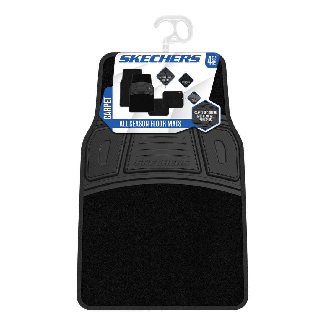Skechers Carpet Floor Mats Black Front & Rear Set, , scaau_hi-res