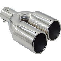 Street Series Stainless Steel Exhaust Tip - Twin Angle Cut Rolled Tip suits 40mm to 52mm, , scaau_hi-res