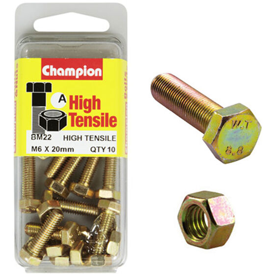 Champion High Tensile Bolts and Nuts BM22, M6 X 60mm, , scaau_hi-res