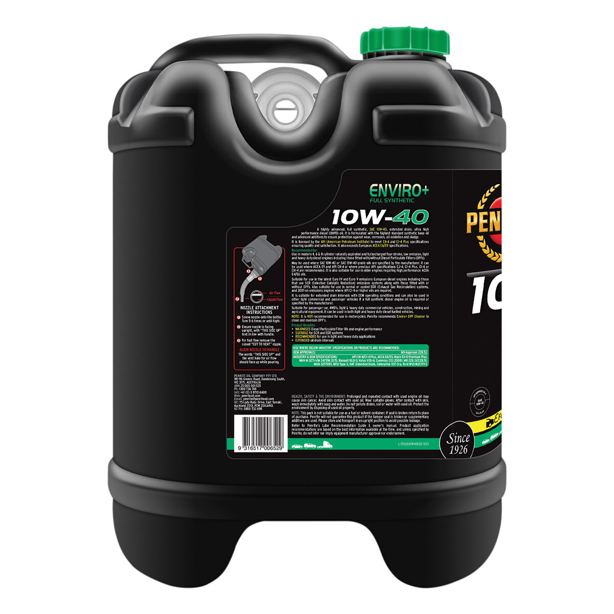 Penrite Enviro+ Engine Oil 10W-40 20 Litre, , scaau_hi-res