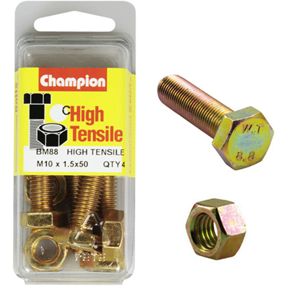 Champion High Tensile Bolts and Nuts BM88, M10x1.5 x 50mm Supercheap Auto