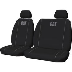Caterpillar Poly Canvas Seat Covers Black/Grey Adjustable Headrests Size 301 Front Bucket and Bench (W/Out Cut Out) Air Bag Compatible, , scaau_hi-res