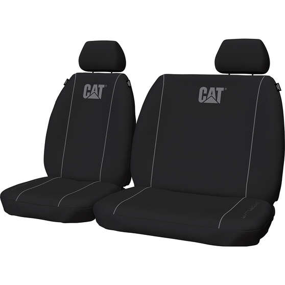 CAT Poly Canvas Seat Covers Black/Grey Adjustable Headrests Size 301 Front Bucket and Bench (W/Out Cut Out) Air Bag Compatible, , scaau_hi-res