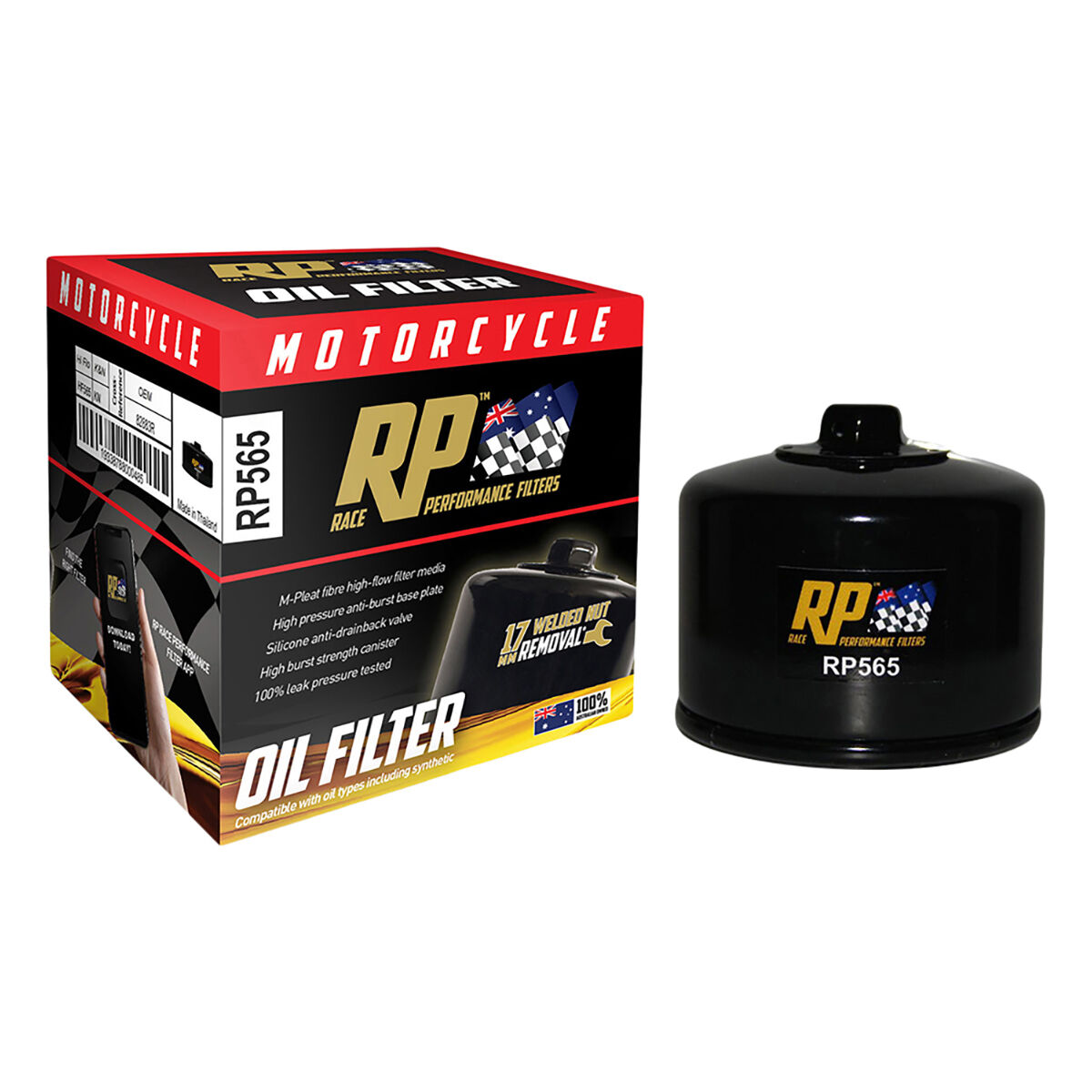 Race Performance Motorcycle Oil Filter RP565, , scaau_hi-res