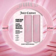 Juicy Couture Big Bling Steering Wheel Cover & Seat Belt Comforters Combo - Pink, , scaau_hi-res