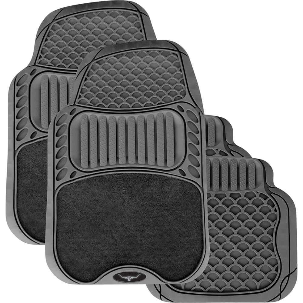 R.M.Williams Car Floor Mats Rubber/Carpet Black Set of 4 Supercheap Auto