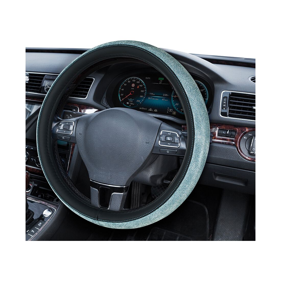SCA Steering Wheel Cover & Seat Belt Buddie Blue Shimmer Leather Look, , scaau_hi-res