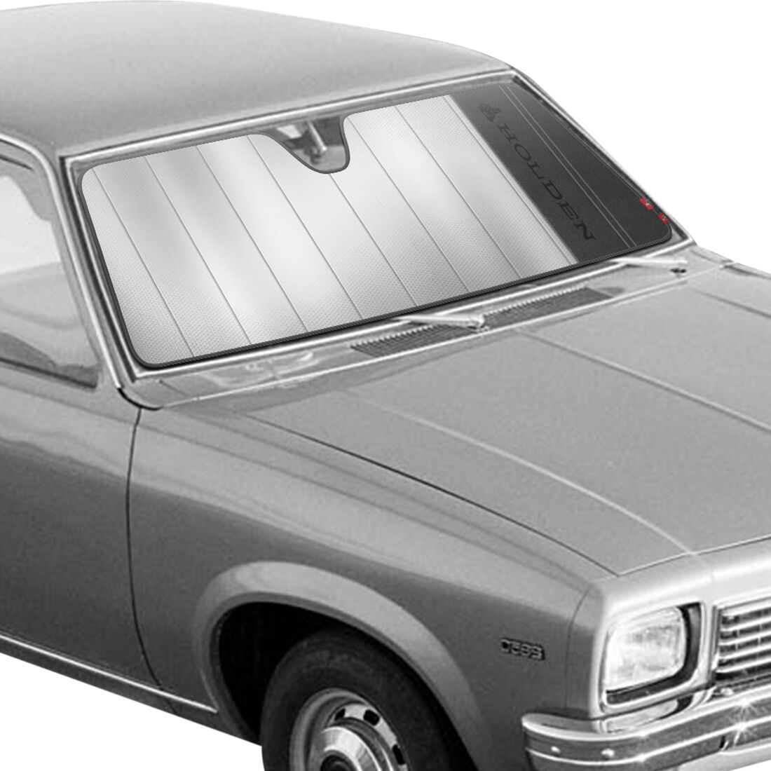 Holden Heritage Modore Accordion Sunshade - Silver/Black, , scaau_hi-res