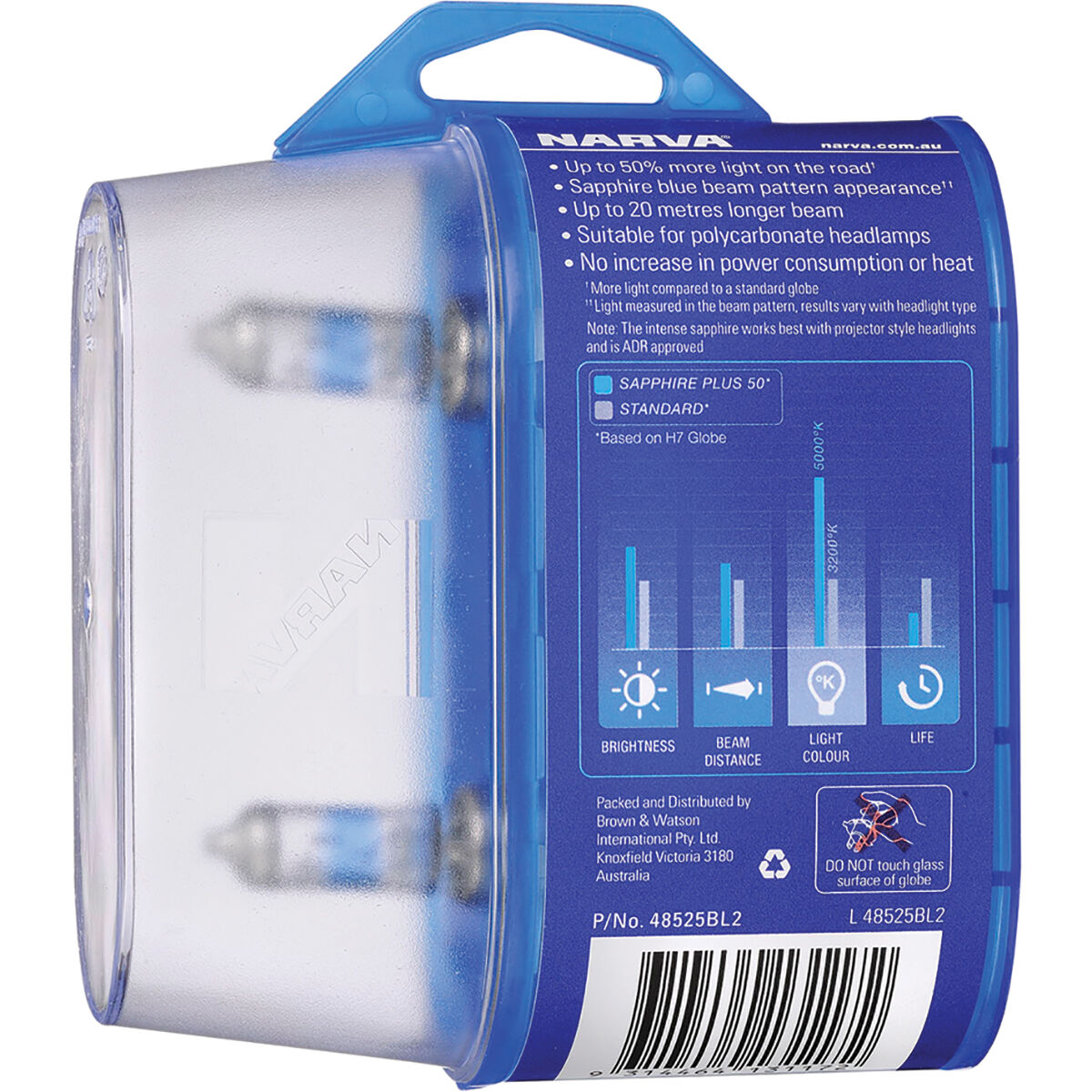 Narva Sapphire Plus 50 Headlight Globes - H7, 12V 55W, 48525BL2, , scaau_hi-res