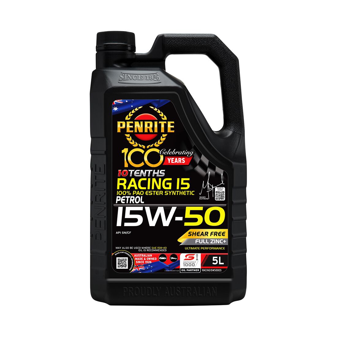 Penrite 10 Tenths Racing 15 Engine Oil - 15W-50 5 Litre, , scaau_hi-res
