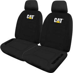 CAT Neoprene Seat Covers Black Adjustable Headrests Size 30 Front Pair Airbag Compatible, , scaau_hi-res