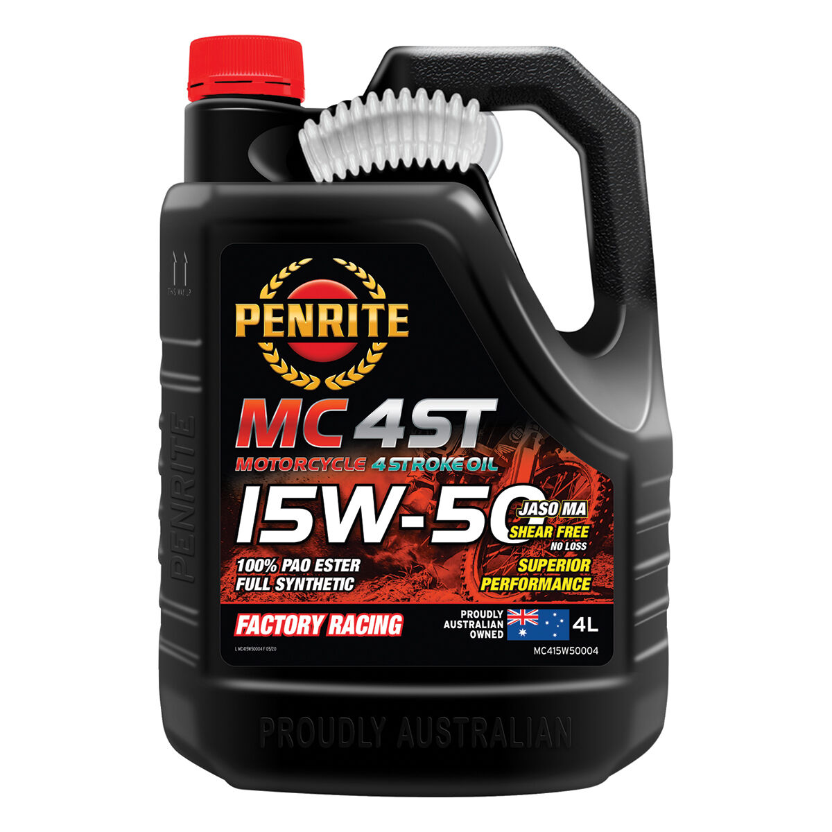 Penrite MC-4 PAO Ester Motorcycle Oil - 15W-50, 4 Litre, , scaau_hi-res