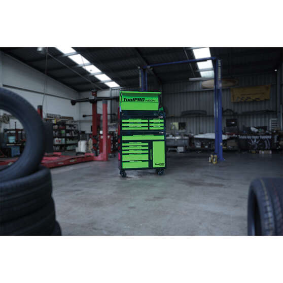 ToolPRO Neon Tool Cabinet Green 6 Drawer 42 Inch, , scaau_hi-res