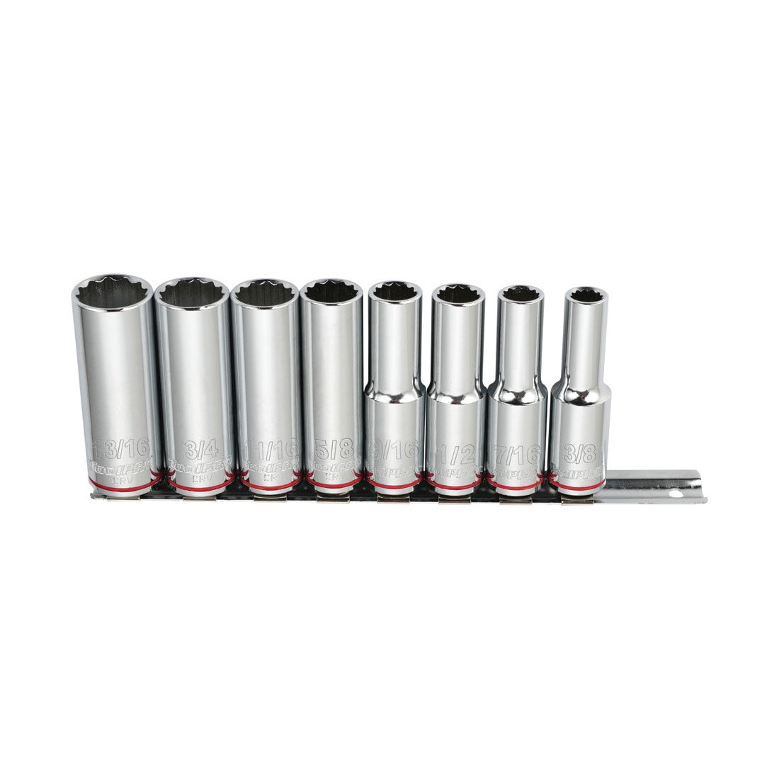 ToolPRO Socket Rail Set 1/2" Drive Deep SAE 8 Piece, , scaau_hi-res