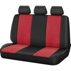 SCA Cord Seat Covers Red/Black Adjustable Headrests Rear Bench, , scaau_hi-res