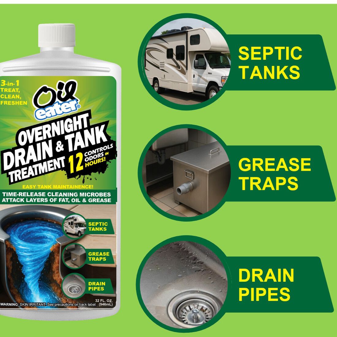 Oil Eater Overnight Drain & Tank Treatment, , scaau_hi-res