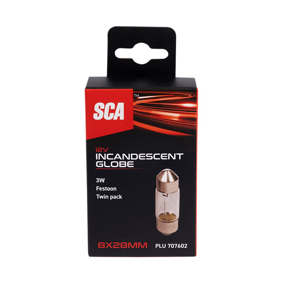 SCA Incandescent Globe - 8X28MM 12V 3W - 2 Pack, , scaau_hi-res