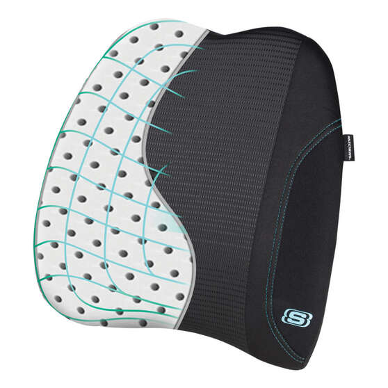 Skechers Air Cooled Memory Foam Lumbar Cushion Black/Aqua, , scaau_hi-res