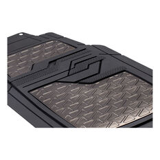 SCA Checkerplate Pattern Car Floor Mats PVC Gun Metal Grey Set of 4, , scaau_hi-res