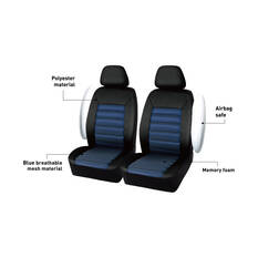 SCA Memory Foam Seat Covers Blue Adjustable Headrests Airbag Compatible, , scaau_hi-res