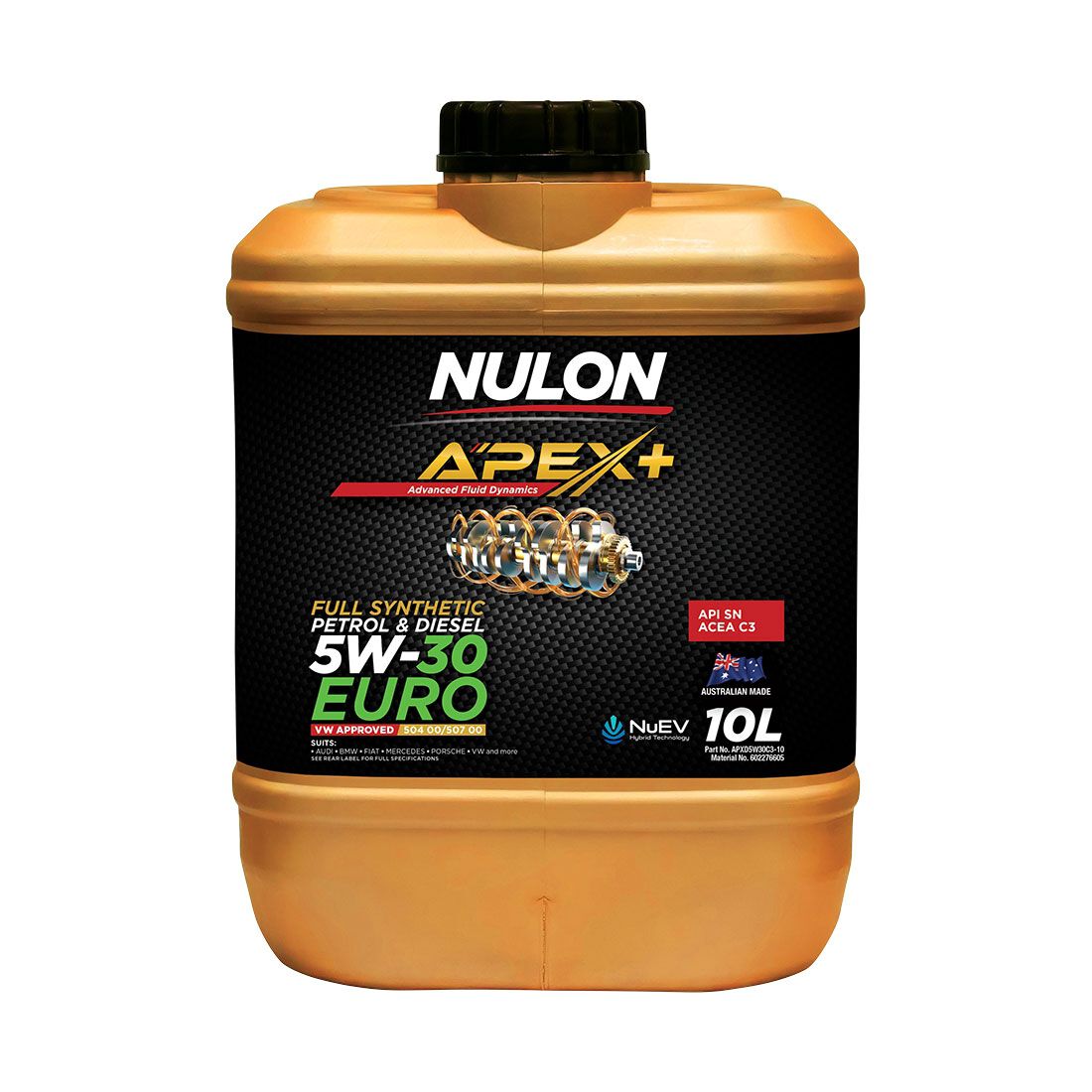 Nulon APEX+ 5W-30 Euro Petrol & Diesel Engine Oil 10 Litre, , scaau_hi-res