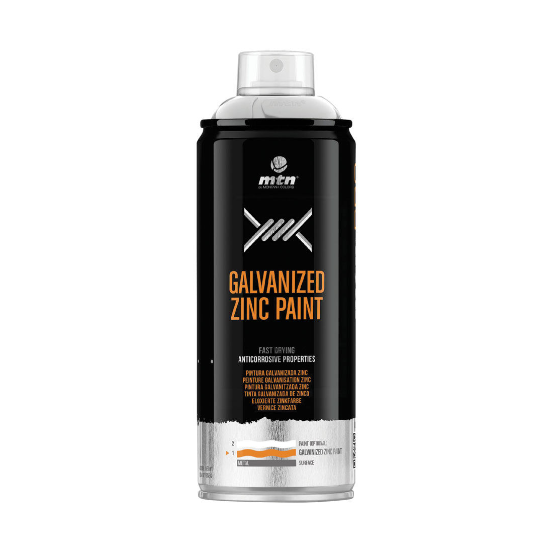MTN Pro Galvanized Gloss Silver Zinc Spray Paint 400mL, , scaau_hi-res