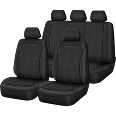 SCA Embroidered Jacquard Seat Cover Pack Black Adjustable Headrests Airbag Compatible 30&06H SAB, , scaau_hi-res