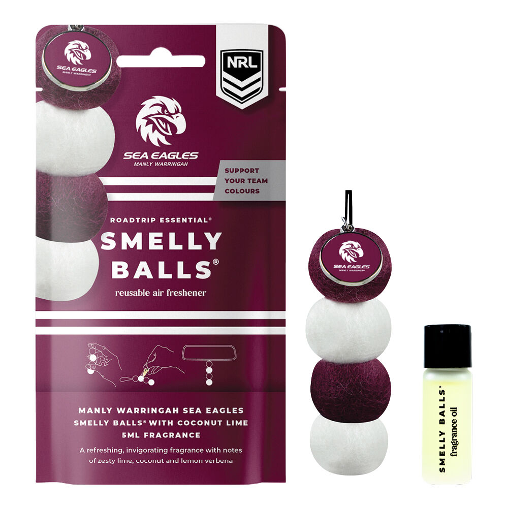 Smelly Balls Air Freshener Set Manly Sea Eagles Coconut Lime 5ml, , scaau_hi-res