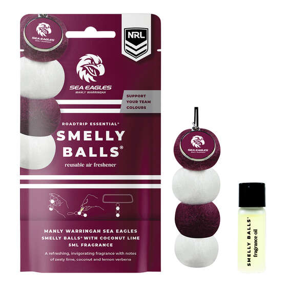 Smelly Balls Air Freshener Set Manly Sea Eagles Coconut Lime 5ml, , scaau_hi-res
