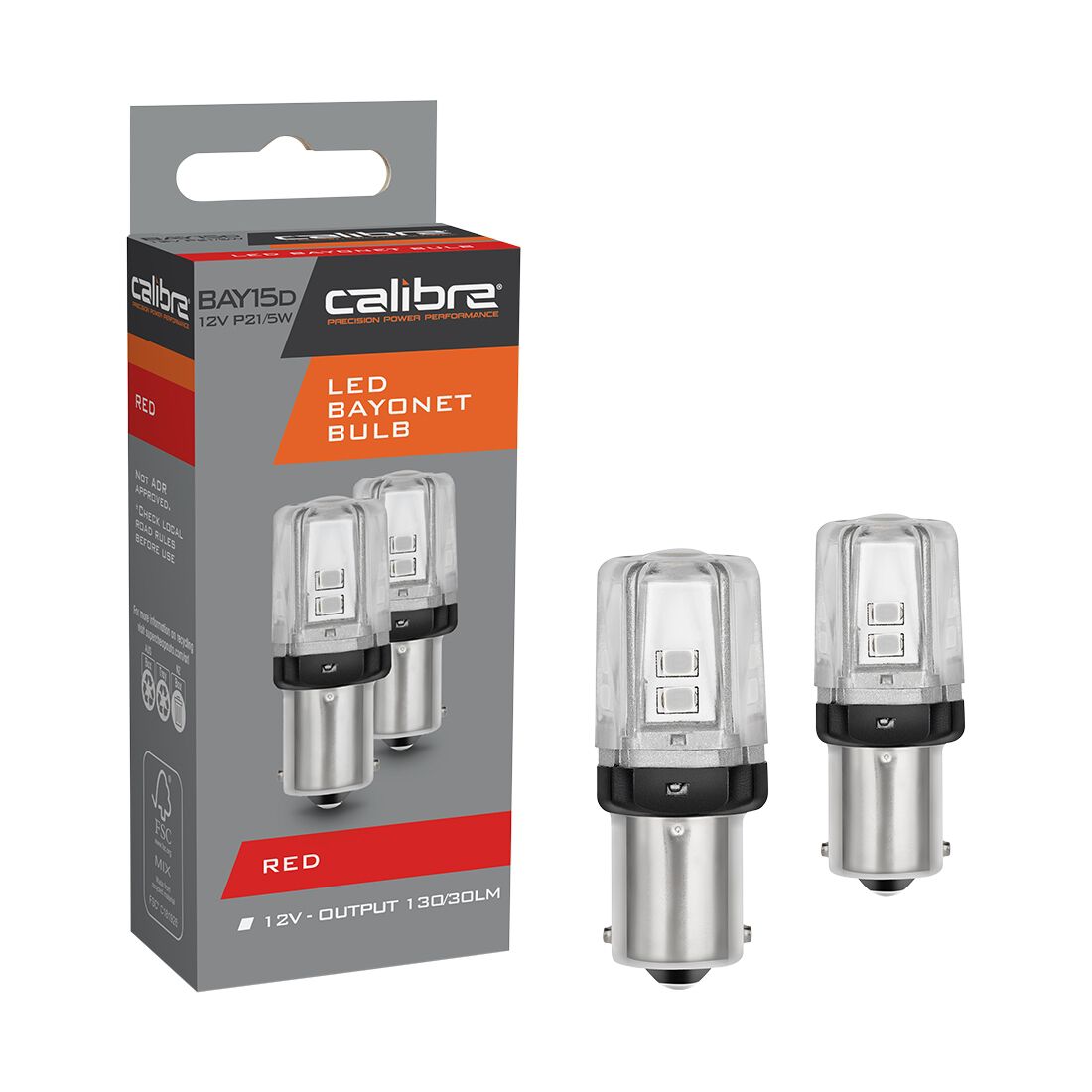 Calibre Automotive Globes - LED Red Bayonet 12V, P21/5W, BAY15D, , scaau_hi-res