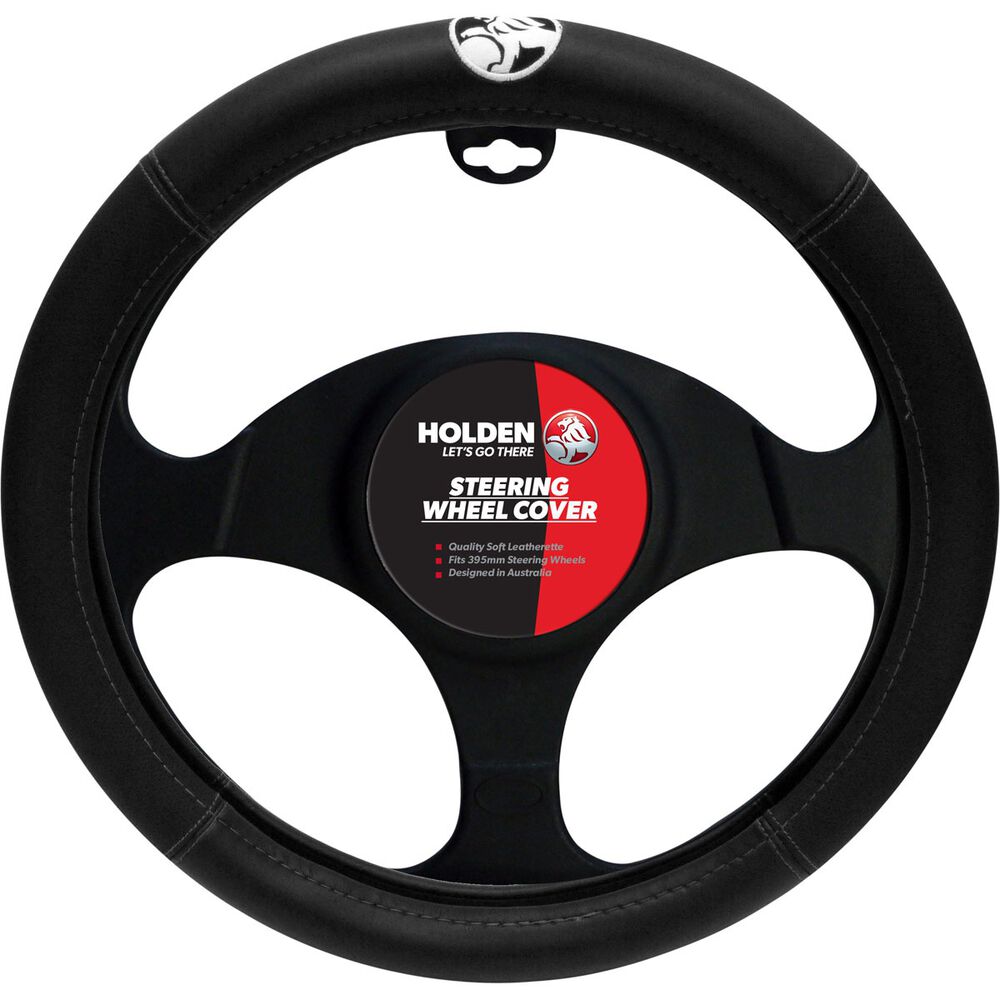 Holden Steering Wheel Cover Leather Look Black 395mm Diameter Supercheap Auto