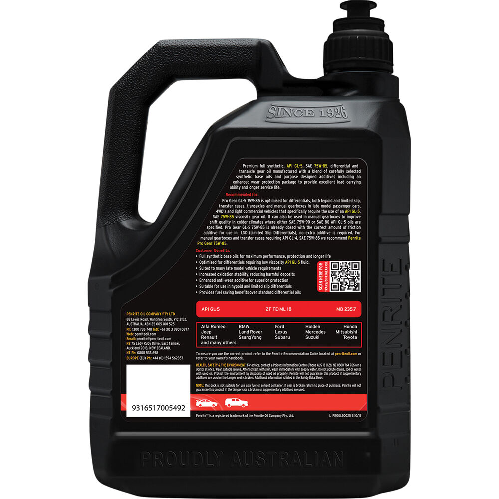 Penrite Pro Gear Oil 75W85, 2.5 Litre Supercheap Auto