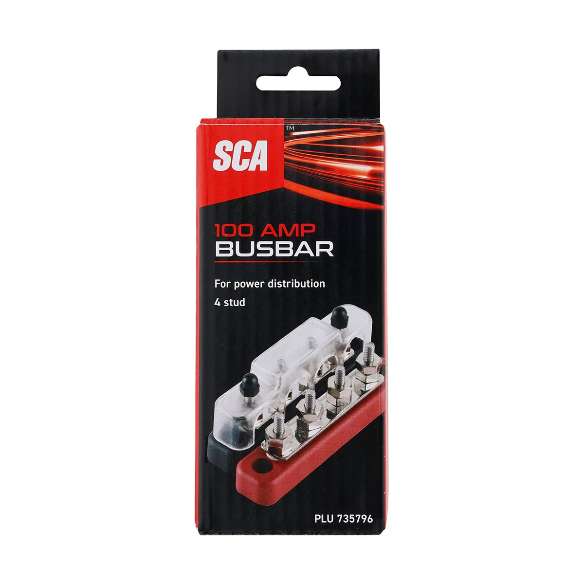 SCA Busbar 4 Stud, 100 Amp, Black & Red Pair, , scaau_hi-res