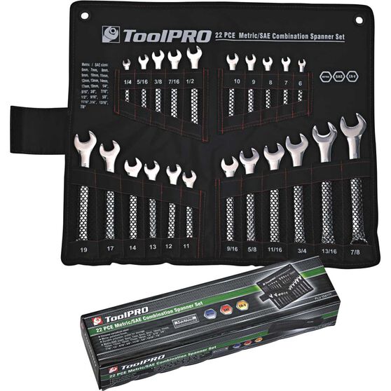 ToolPRO Spanner Set Combination Metric/SAE 22 Piece, , scaau_hi-res